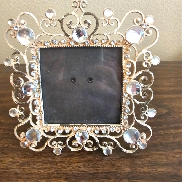 Other - Distressed Metal w/ Silver Gem & Rhinestone Photo Frame